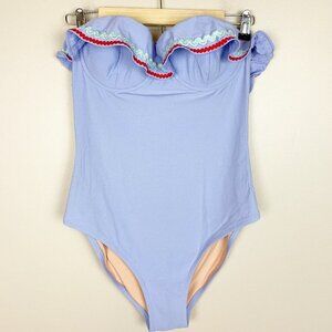 J. Crew Ruffle Underwire One-Piece Swimsuit in Pique Nylon with Rick Rack Trim